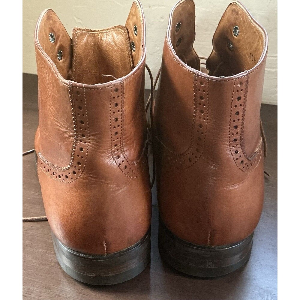 Vintage Cole Haan 10116 Italy Mens 12 M Brown Leather Wingtip Brogue Dress Boots - Picture 2 of 7